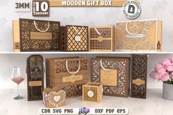 Download Wooden Gift Boxes Laser Cut Bundle | CNC - Gift Collection