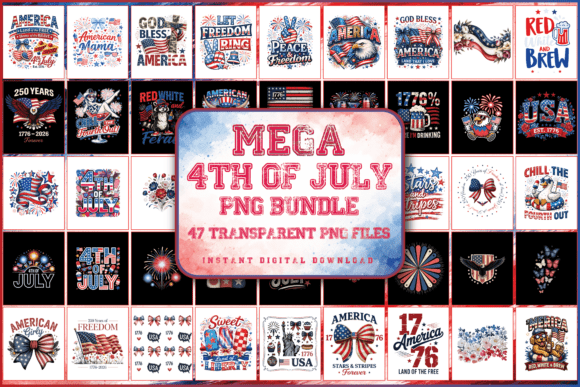 Download Mega 4th of July PNG Bundle – 47 Designs - Mega Collection