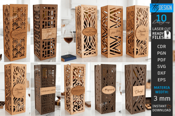 Download Wine Bottle Gift Boxes Laser Cut Bundle - Gift Collection