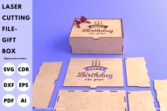 Download Birthday Gift Box with Lid | Laser Cut - Gift Collection