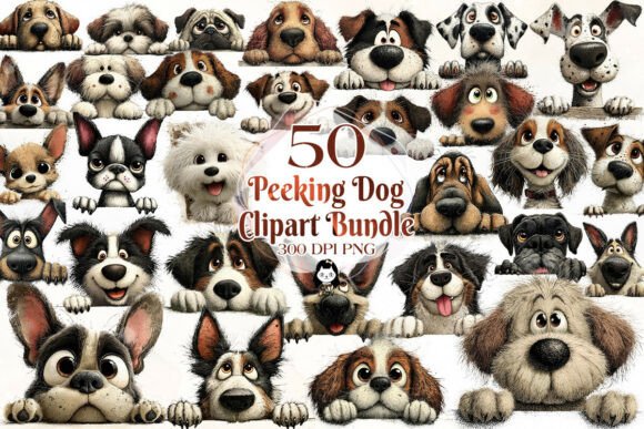 Download 50 Breeds of Peeking Dogs New Clipart P1 - Premium Resources