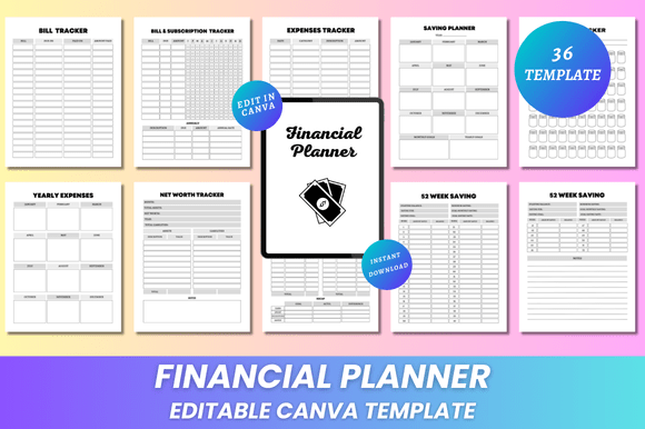 Download Editable Financial Planner Canva KDP - Editable Collection