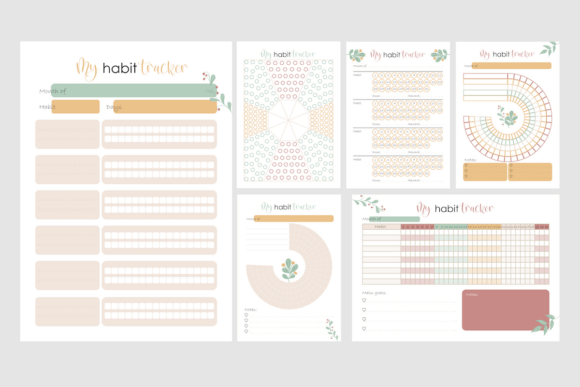 Download Printable Habit Tracker Set – 6 Designs - Habit tracker Collection