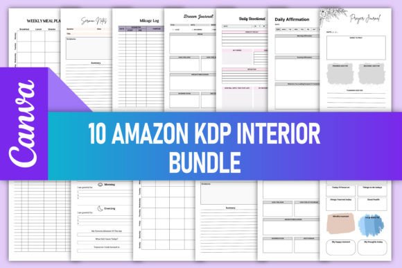 Download Editable 10 KDP Interiors Bundle Canva - Editable Collection