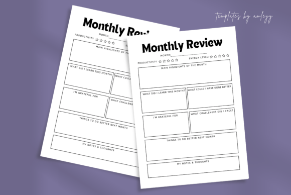 Download Monthly Review Planner Template Editable - Editable Collection