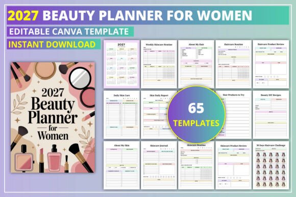 Download Editable 2027 Beauty Planner for Women - Editable Collection