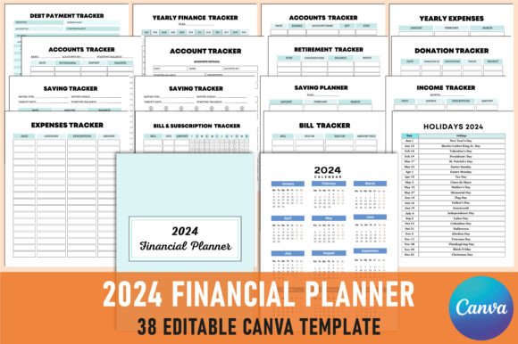 Download Editable 2024 Financial Planner Canva - Editable Collection
