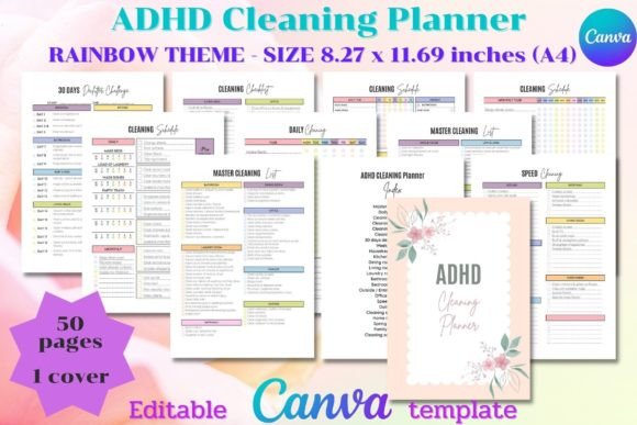 Download ADHD Cleaning Planner - CANVA Editable - Editable Collection