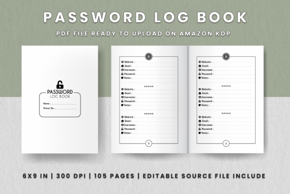 Download Password Log Book KDP Interior - Log book Collection