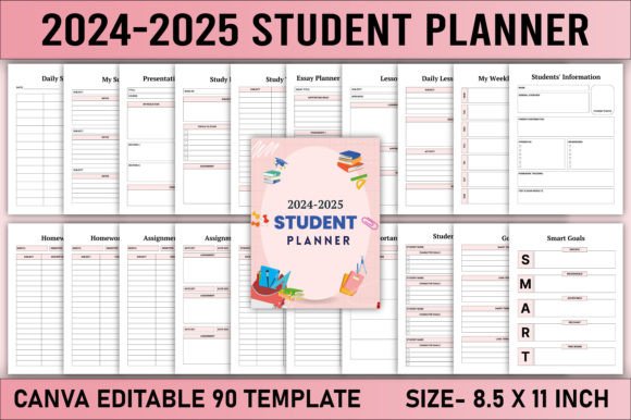Download Editable 2024-2025 Student Planner Canva - Editable Collection