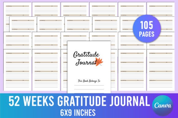 Download Editable 52 Weeks Gratitude Journal KDP - Editable Collection